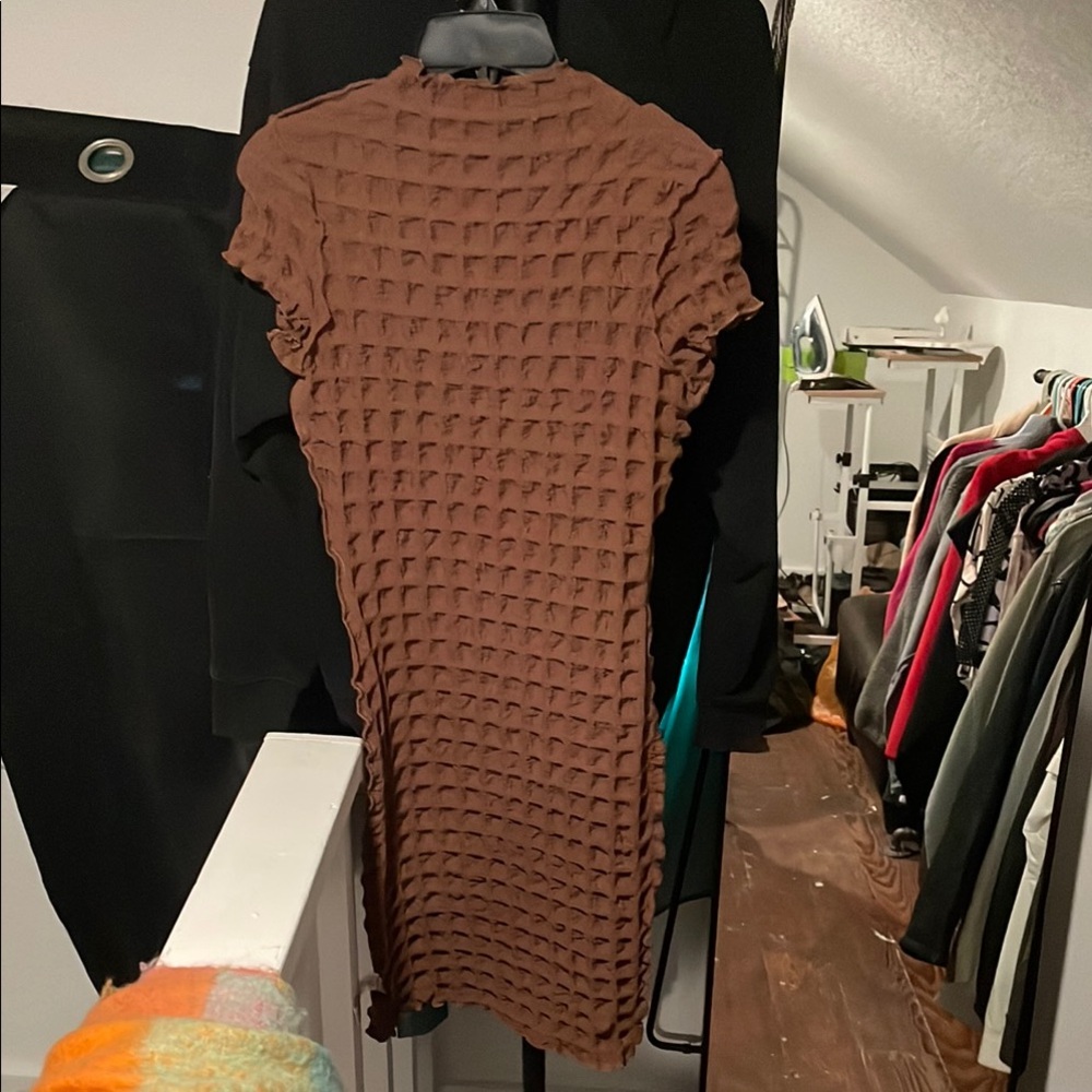Brown Textured Women's Dress